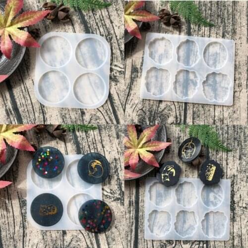 Crystal Epoxy Resin Mold Round Mobile Phone Bracket Holder Silicone Mould Handmade DIY Crafts CellPhone Grips Casting Tools Q0KE