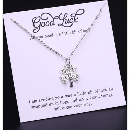 Lucky Four-leaf Clover Fortune Shamrock Necklace Good Luck Fashion Female Choker Pendant Necklaces Women Jewelry Christmas Gift