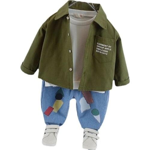 New Spring Autumn Baby Boy Clothes Suit Sports Children Cotton Shirt Jeans 2 Piece Set Toddler Fashion Clothing Kids Tracksuits