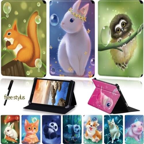 Universal Tablet Case for Lenovo Tab 8 /Tab A7-30/Tab A7-50/Tab A8-50 /Tab S8-50 /Yoga Book /Tab 4 Animal Pattern Series+Stylus