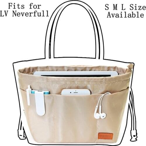 Cosmetic Inside Bag Insert Bag Organizer for Neverfull Small Medium Large Size Makeup Zipper Handbag Organizer Inner Purse