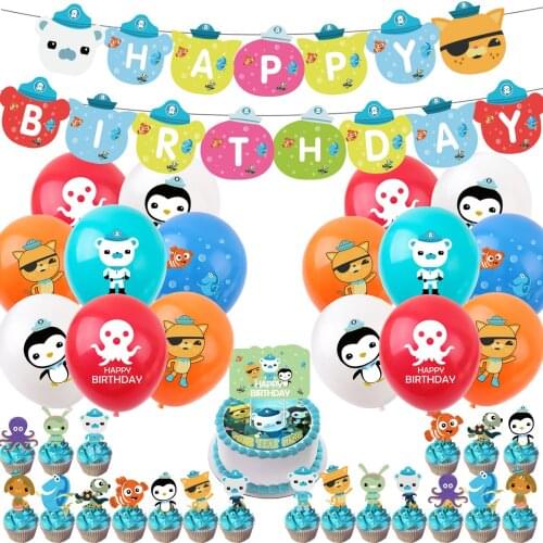 The Octonauts Balloon with Cake Topper Banner Happy Birthday Octopod Barnacles Peso Kwazii Baby Shower Party Supplies Decoration