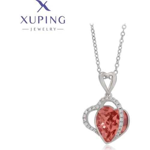 Xuping Jewelry Fashion New Arrival Heart Shaped Crystals Pendant Necklaces Birthday Women Gifts 40421