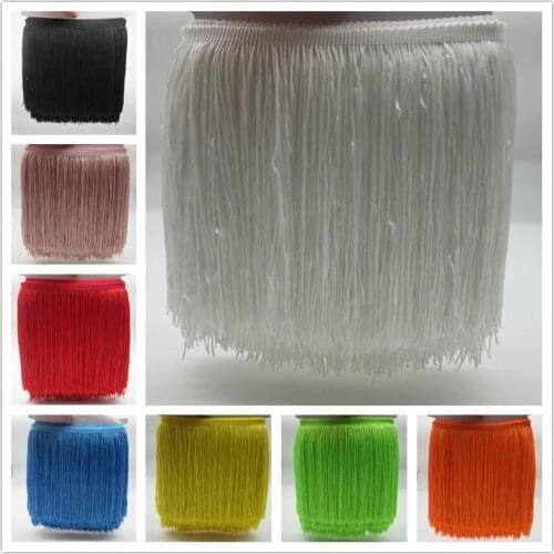 YY-tesco 10Meter/lot 20cm Wide Lace Fringe Trim Tassel Fringe Trimming For DIY Latin Dress Stage Clothes Accessories Lace Ribbon