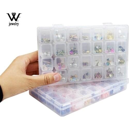 WE 1pcs Plastic 28Cell Storage boxes Slots Adjustable packaging transparent Tool Case Craft Organizer box jewelry accessories