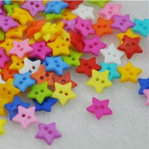 100Pcs Mixed Resin Star 2 Hloes Buttons fit Sewing and Scrapbooking 12mm PT09