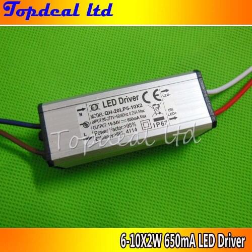 5pcs Waterproof Power Supply AC 110 220V LED Driver 6-10X3W 20W 650mA for 20w High power led chip light