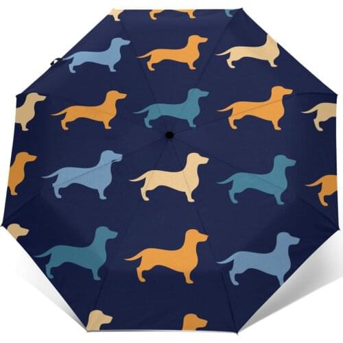 Automatic Umbrella Rain Women Three-folding Umbrella Dachshunds Dog Lover Pet Navy Windproof Umbrella Female Waterproof parasol