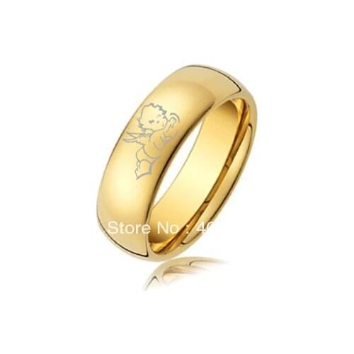 Free Shipping!Wholesales USA Hot Sales E&C Jewelry Newest Little Angel Design new GP Tungsten Wedding Ring Mens Bridal Jewelry