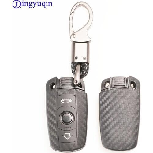 Jingyuqin 3 Buttons Carbon Fiber Patten Silicone Car Key For BMW 1 3 5 6 Series E90 E91 E92 E60 Car Key Holder Case Cover