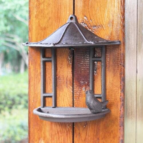Cast Iron Tapered Dome Wall Bird Feeder Farm House Accents Antique Rustic Home Garden Wall Mounted House Shape Storage Tray Rack