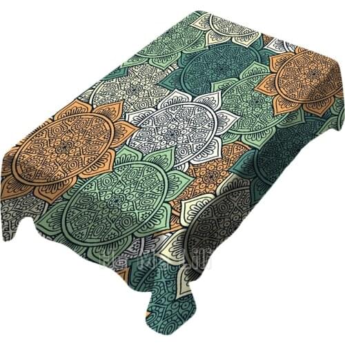 Colored Ethnic Floral Patterns Design Tablecloth For Picnic Kitchen Dinner Table Decor
