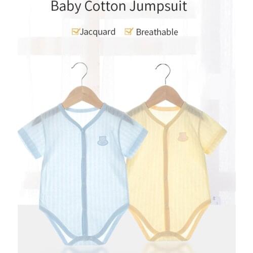 Baby Cotton Triangle Romper Summer Unisex Short Sleeve Bodysuit Newborn Boys Girls Climbing Jumpsuit Solid Color Babies Clothing