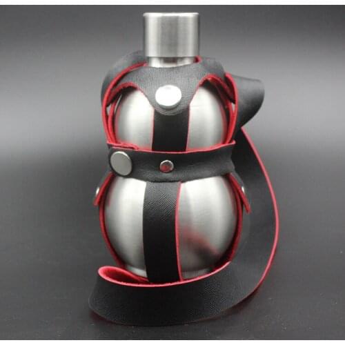 500ml Stainless Steel Hip Flask Alcohol Hip Flask Big Gourd Leather Holster Large Capacity Stainless Steel Hip Flask