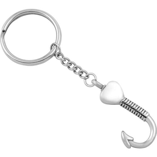 IJK2025 Simple chain link ring never fade stainless steel cremation keychain men accessories jewelry hook shaped pendant for ash