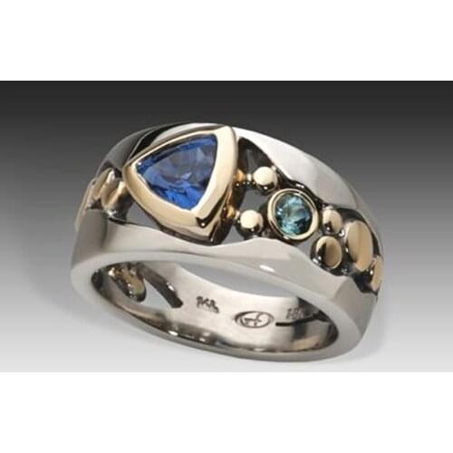 Sparkling Silver Filled Natural Blue Sapphire Ring Engagement Wedding Band Rings for Women Finger Jewelry