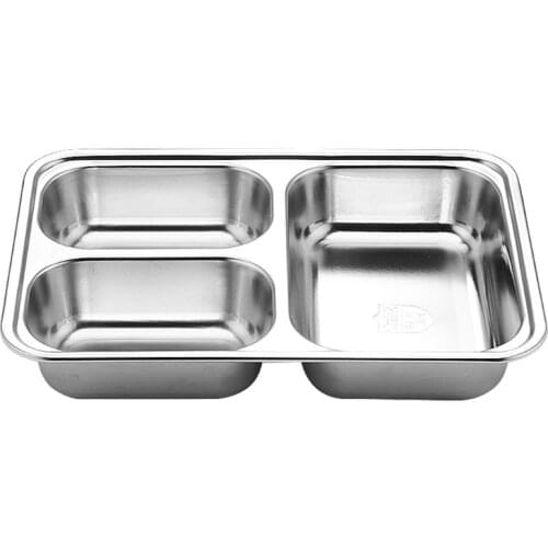 Stainless Steel Divided Dinner Tray Lunch Container Food Plate for School Canteen 3/5/4 Section