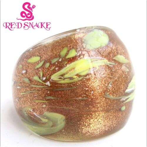 RED SNAKE Fashion Ring Handmade golden sand with yellow Optional drawing Murano Glass Rings