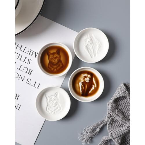 Kitchen Household kitchen ceramic seasoning dish olive oil round small dish cutlery dip snack dish soy sauce dish cooking bowl