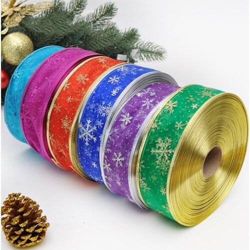 5CM Width 2M Length Christmas Decorative Ribbons Powder Satin Ribbon Craft Ribbons Christmas Tree Decoration Gift Wrapping