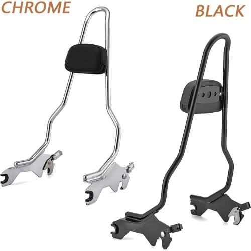 Motorcycle Chrome Gloss Black Detach Passenger Backrest Sissy Bar W / Pad For Harley 2018-2021 Softail FXFB FXFBS Models