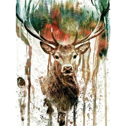 Colored Deer DIY Embroidery Cross Stitch 11CT Kits Craft Needlework Set Printed Canvas Cotton Thread Home Decoration Room