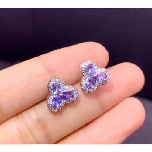 Natural Tanzanite Earrings 925 Sterling Silver Ladies party gift includes certificate