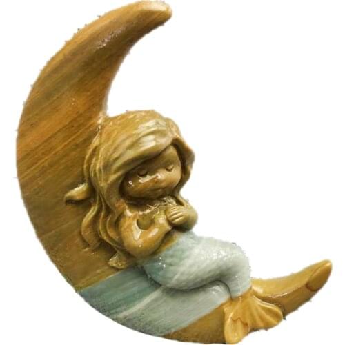 Natural Ocean Jasper Mermaid Baby Figurien Hand Carved Quartz Sea-Maid Reiki Healing Crystal Stone Statue Home Decoration Gift