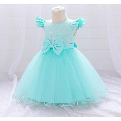 Toddler Girls Party Clothes 3-24Months Birthday Party Wedding Flower Girs Dress Princess Bow Sequins Fluffy Boutique Baby Dress