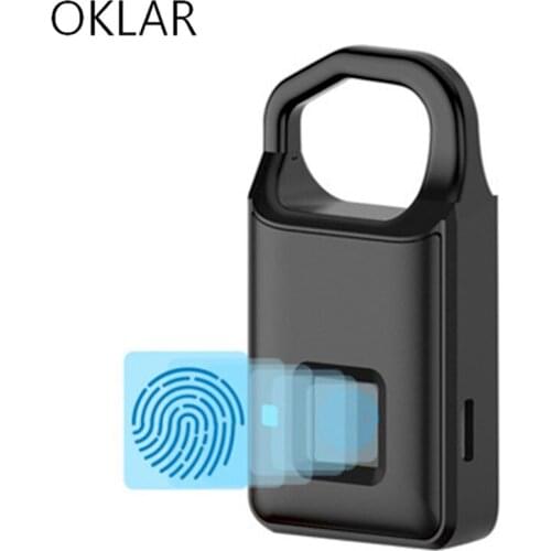 OKLAR Fingerprint PadLock Smart Lock Home Luggage Dormitory Locker Warehouse Door Waterproof Electronic Padlock Portable Padlock