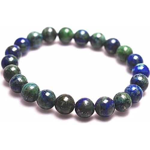 Wholesale Natural Gem Stone Lapis Lazuli Chrysocolla Azurite Bracelet Round Beads Stretch Bracelets For Women Birthday Gift