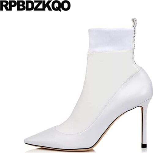 Fall Ladies High Heel Slip On Stiletto Trend Autumn Pointed Toe Fashion Sock Ankle Sexy White Designer Shoes Women Luxury 2021