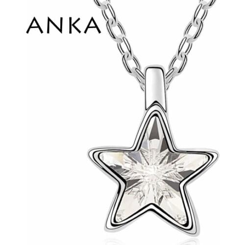 ANKA Trendy Women Star Crystal Pendant Necklaces Rhodium Plated Austrian Crystal Pendant Necklace Crystals from Austria #98733