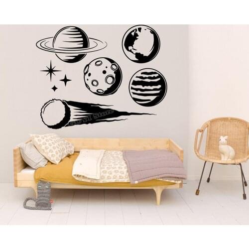 Planet Space Wall Decal Nursery Star Planet Wall Sticker for Kids Room Boys Bedroom Decor Vinyl Decal Removable Mural B523