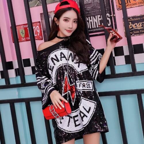 Casual Straight Geometric Short Sequined Cotton Round Neck Black White Sexy Casual Fashion Club Coctail Party Summer Dress