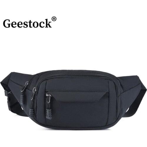 Geestock Waist Bag Men and Women Simple Fashion Oxford Cloth Belt Bag Ladies Casual Waist Pack Mobile Phone Bag