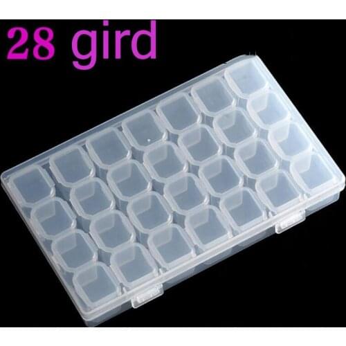 10 pcs Transparent Clear Plastic Beads Nail Embroidery 28 Slots Accessory Case Display Storage Boxes Bins Organizer Holder AS885