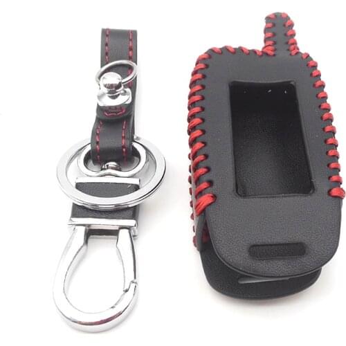 Starline A9 A6 LCD Remote Controller Keychain Genuine Leather Cover For Two Way Car Alarm StarLine A6 A9 A8 Key Case Holder