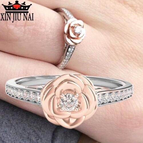 Romantic Rose Lady Ring with Delicate Zircon CZ Valentines Day Best Gift Elegant Ladys Specialized Fashion womens rings