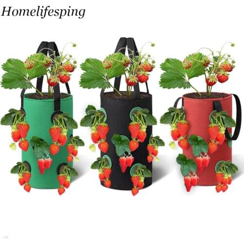 12 holes Garden Supplies Strawberry Planting Growing Bag Multi-mouth Container Bags Grow Planter Root Bonsai Plant