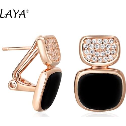 Laya Silver Drop Earrings For Women 925 Sterling Silver Geometric Design Semicircle Black Orange Enamel серьги Fine Jewelry