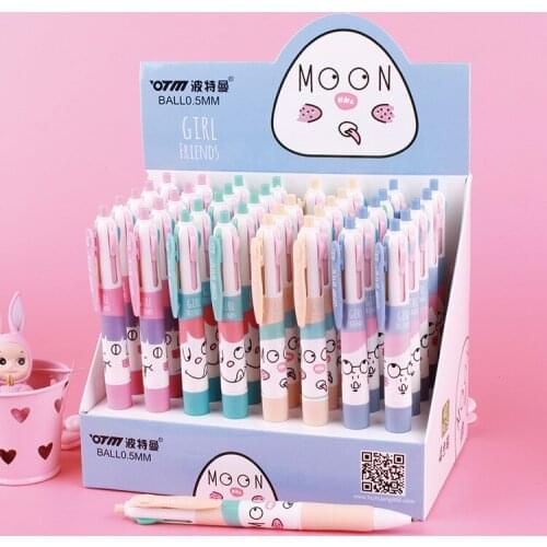 Cartoon 4 Colors Ballpoint Pen Cute Press Ball Pens 40 Pcs/lot School Office Writing Supplies Stationery Gift