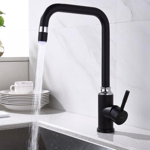 Single Hole Sink Tap Bathroom Tap Anti-Scalding Kitchen Faucet With Led Light Basin Bathroom Faucet For Bathroom Kitchen Tap