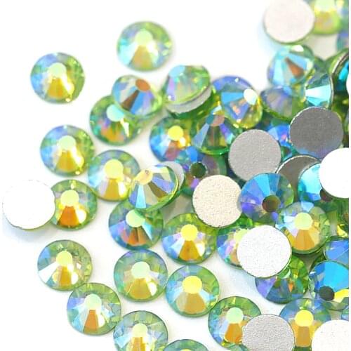 All Sizes Light Peridot AB Non Hotfix Rhinestones Glitter Strass Glass Crystal Rhinestone For Nails Art Decorations H0061