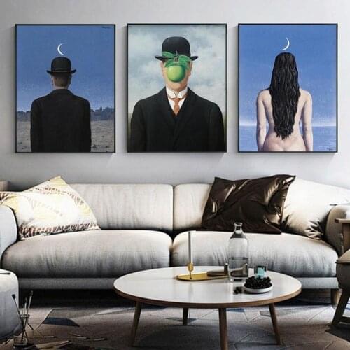 The Son of Man by Rene Magritte Oil Paintings Print on Canvas Art Posters And Prints Surrealism Art Wall Pictures Home Decor