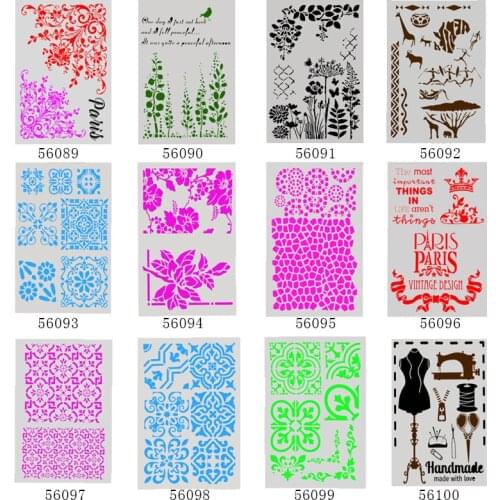 1Pcs A4 DIY Stencils Wall Painting Scrapbook Coloring Embossing Album Decorative Paper Card Template 29*21cm 12 models Stencils