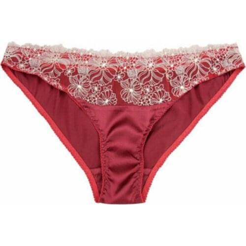 Bogeda 100 Silk Underwear sexy women panties high quality red black lace floral ladies lingerie briefs low-rise panties