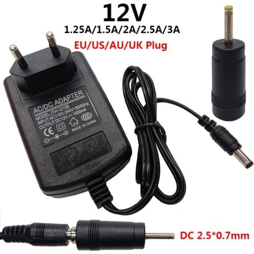 12V 2.5mm*0.7mm Universal AC DC Power Adapter Power 12V 12 volt 1.25A 1250mA 1.5A 2A 2.5A 3A 12 V AC/DC Adaptor EU US EU UK Plug