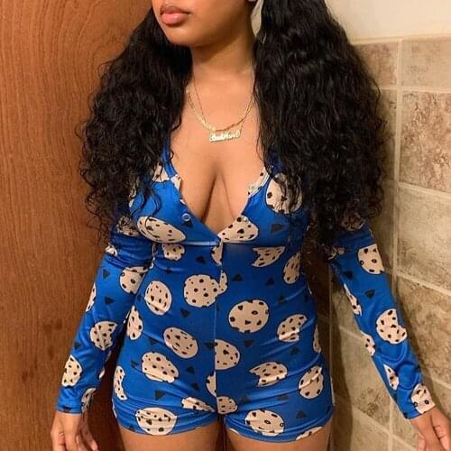 Sweat Cartoon Snap Print Sexy Onesie For Adult Women Pajamas Onesies Pyjamas Sleepwear Short Romper Jumpsuit Bodycon 2021 Spring