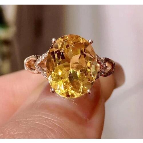 Y428 Citrine Ring 18K Gold AU750 Natural Citrine 3.6ct Chic Diamonds Female Anniversary Gift Fine Rings